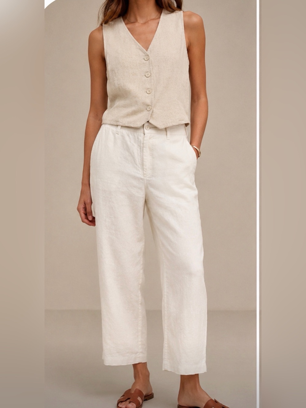 Hennes Women's 100% Linen Dress Pants Size  6  off white